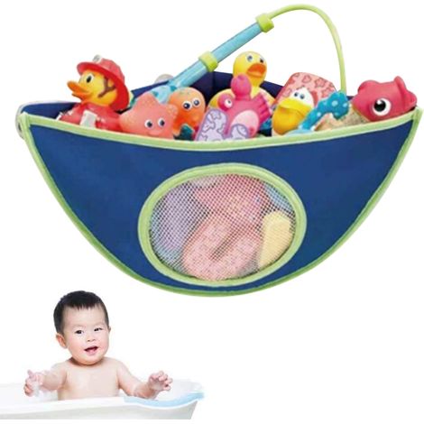 1 Organisateur de jouets, Filet de rangement, Ventouses, Autocollants, Angle douche, Enfants (1/5)