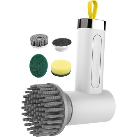 Brosse de nettoyage électrique sans fil à essorage rotatif, avec 3 têtes interchangeables pour salles de bains et carrelage. (1/3)