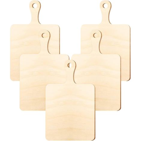 Lot De 5 Planches À Découper En Bois Brut Avec Poignée Planche À Décorer Et À Peindre Pour Artisanat Service Et Décoration De Cuisine 9.06 X 5.51 X 0.12 Pouce (1/5)