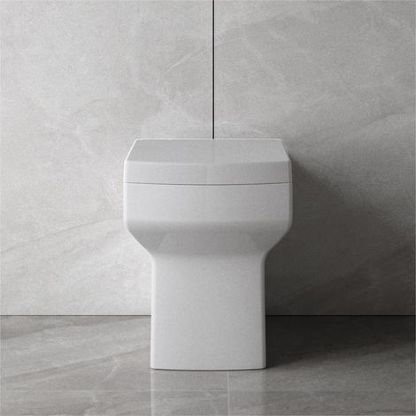 Bathroom Back to Wall Toilet Modern Pan Square Soft Close Seat WC