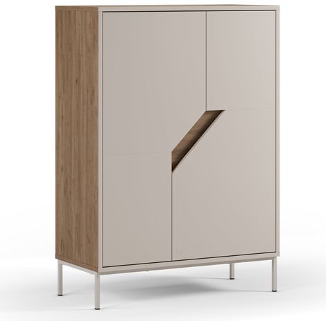 DALIA - Commode 2 tiroirs 85 cm en mélamine - Beige