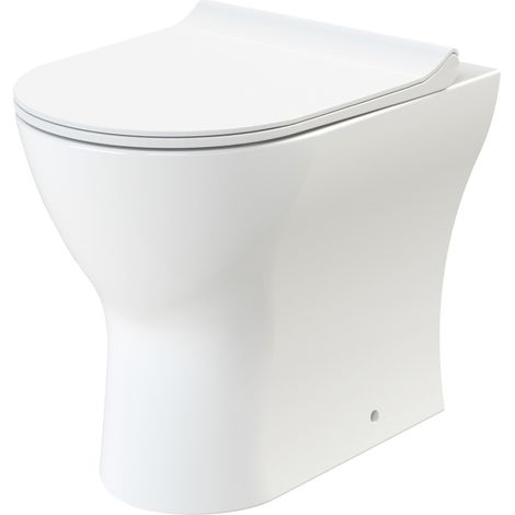 Rimless D Shape Back to Wall Toilet Pan with Soft Close Seat (1/2)