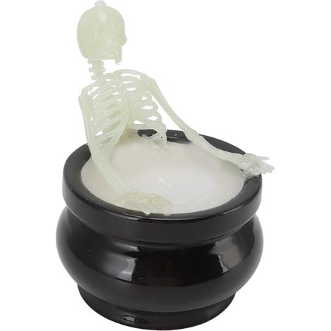 Bougie squelette d'Halloween en céramique et cire gothique, décoration pour la maison, cadeau idéal pour les fêtes. (1/5)