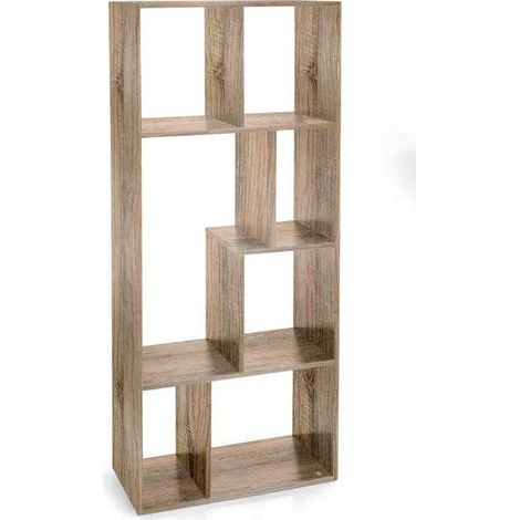 GAIA SCAFFALE LIBRERIA IN LEGNO RIPIANI SFALSATI 63X24X150CM COLORE ROVERE