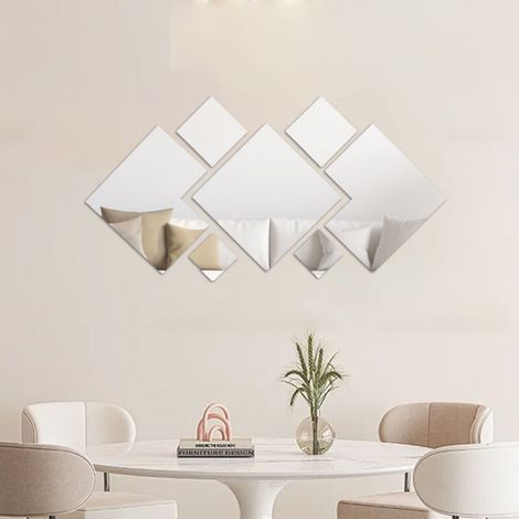 7 Pièces Argent Miroir Adhesif Mural Autocollant, Miroirs Muraux, Mirroir Murales Chambre, Miroir Porte, Miroir Decoration Murale, pour Salon Chambre Salle de Bain (1/5)