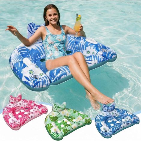 chaises flottantes gonflables pour piscine - Avec porte-gobelet et 2 poignées - Conception robuste - Convient aux adultes, aux enfants et pour les fêtes sur la plage et dans l'eau (1/5)