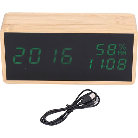 Réveil Électronique avec Capteur de Température et Humidité, Horloge Numérique LED à Contrôle Vocal (1/5)