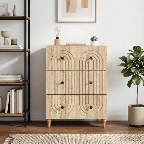 vidaXL Armoire à tiroirs Chêne Sonoma 66 x 34,5 x 90 cm (1/5)