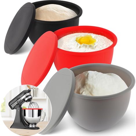 3 Accessoires De Bol En Silicone Avec Couvercles Pour Mixeur 4,8 L Rangement Pâtisserie Cuisine (1/5)