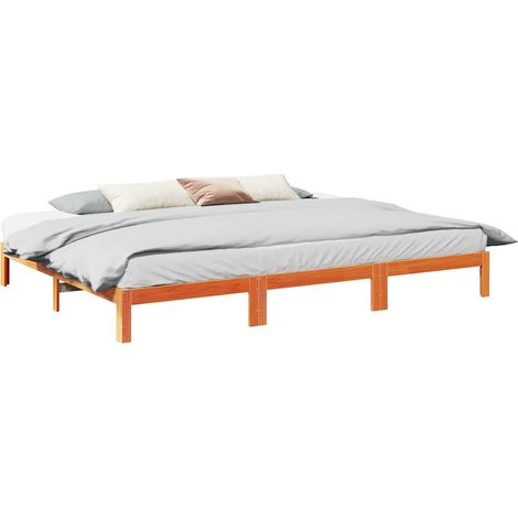 Cadre de lit familial sans matelas marron ciré 240x200 cm (1/5)