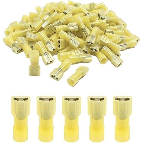 Cosses de Câble avec Gaine Thermorétractable Entièrement Isolée ou Partiellement Isolée, Connecteurs Électriques Femelles, Kit Cosses Plates pour Câblage Auto Moto Maison (1/5)