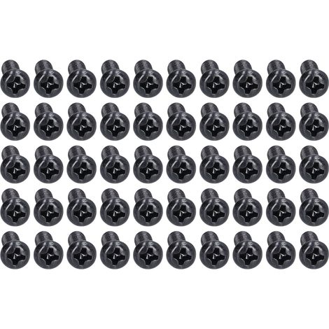 50 vis à métaux à tête cylindrique en acier DIN 7985, entièrement filetées, zinguées noires, M4x10 (1/5)