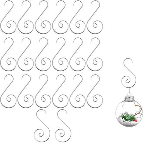 Crochets pour boules de Noël argentés - pour sapin de Noël, ensemble de décoration de sapin, décoration de sapin (50 x 25 mm) (1/5)