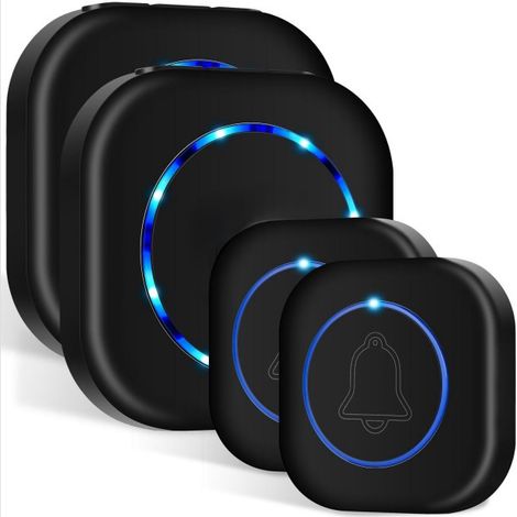 Sonnette sans fil polyvalente pour la maison ou le bureau, bouton étanche résistant aux intempéries, clignotement LED facilitant l'utilisation par les personnes malentendantes.-AquaForge