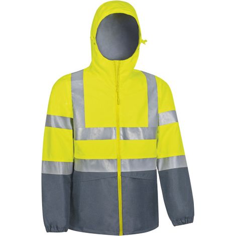 Chaqueta impermeable de Alta Visibilidad cintas reflectantes EPI II VALENTO TORNADO XL Amarillo flúor / Gris