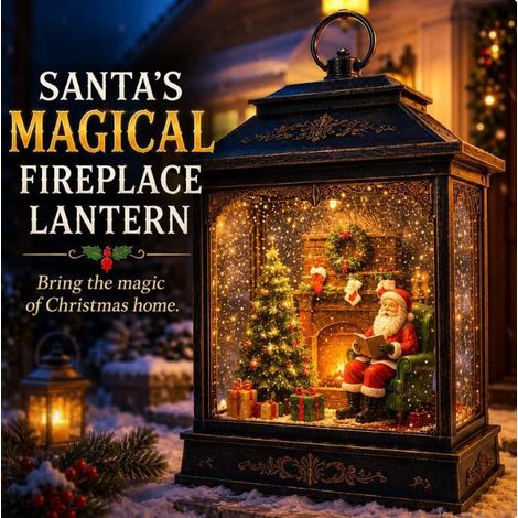 Lanterne magique du Père Noël pour cheminée, décoration de Noël en résine, ornements pour la maison (1/4)