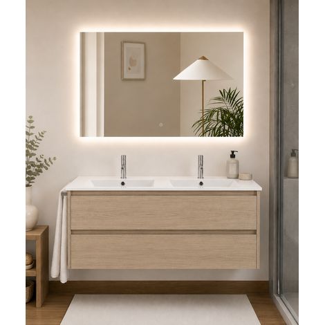 Mueble de baño con lavabo ORIGENBATH IBIZA sin espejo 120x45 cm 2 senos estepa