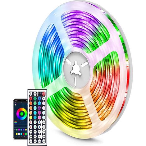 BANDE LED ADHÉSIVE 5MT SMD 5050 RGB MULTICOLORE TÉLÉCOMMANDE APPLICATION INTELLIGENTE (1/3)