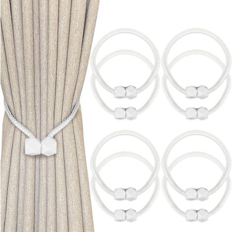 8 Pièces Embrasse pour Rideaux Magnétiques,Aimantée pour Voilages,Forte Force Magnétique,pour Décoration de Maison (Blanc) (1/5)