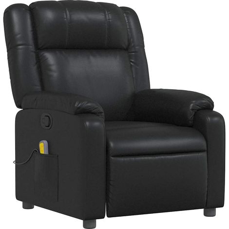 Poltrona relax TV funzione massaggio reclinabile 6 punti massaggio in PVC nero DEC027033