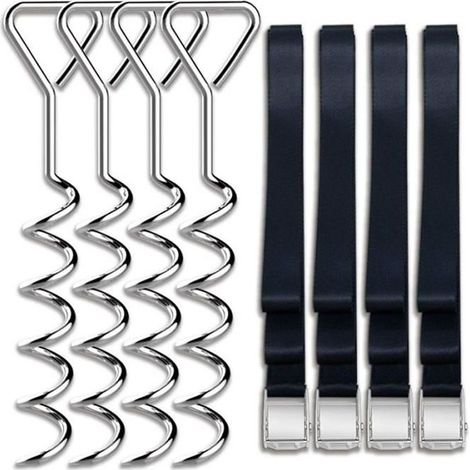 (Noir et argent)Kit d'ancrage en acier pour trampolines robustes - SODIAL - Noir et argent - 18 x 5 x 42cm (1/4)