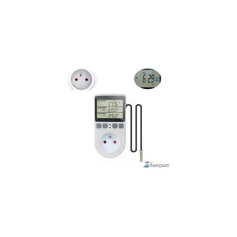 Prise Thermostat Relateur De Temperature Numerique 220v Chauffage Refroidissement Avec Sonde, Lcd Prise Contrôleur De Température Pour Frigo Incubateur Serre Ventilateur (1/5)