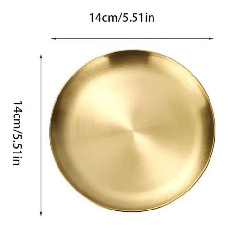 Plat de service acier inoxydable 14 cm or/argent, léger lave-vaisselle, apéritif fromage dessert (1/3)