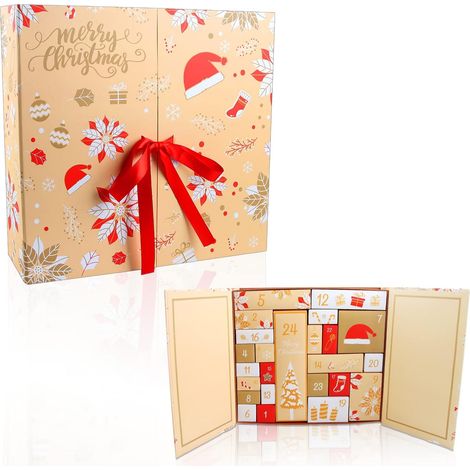 Calendrier de l'Avent 2026 - 24 cases - couleur or rose - carton blanc - boîte cadeau de Noël pliable vide - idéal pour Noël et comme surprise pour les enfants à l'intérieur (1/5)