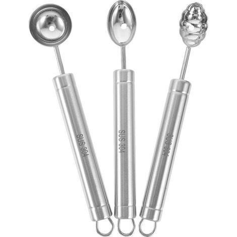 3 pièces Cuillère à Boule Melon Acier Inoxydable Scoop Fruit (1/5)