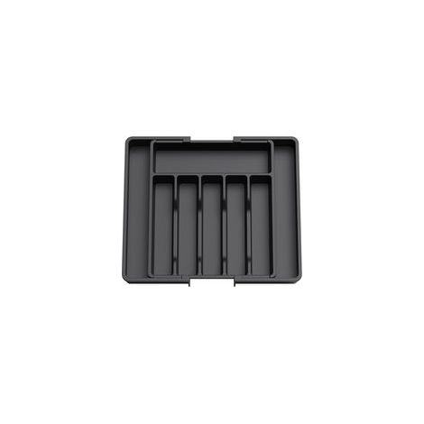 Organisateur de couverts, organisateur de couverts extensible pour tiroirs de cuisine, support de rangement en plastique pour couverts, cuillères, fourchettes, couteaux, grand, noir (1/5)