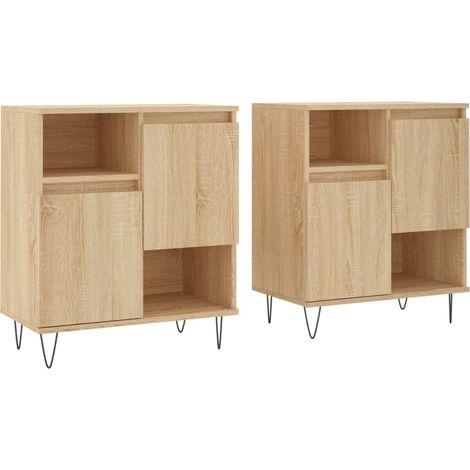 Credenza a buffet cassettiera mobiletto portaoggetti cucina soggiorno salotti set di 2 legno ingegnerizzato Sonoma marrone 020036832