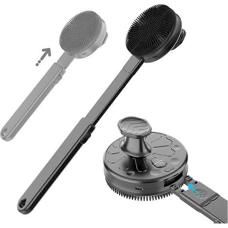 Brosse de massage vibrante pour le dos avec manche rétractable, brosse corporelle rechargeable en silicone, brosse de bain pour la maison (1/5)