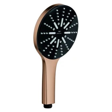 GROHE Douchette à main Rainshower Aqua Pure 101676, 3 jets, changement de jet par bouton-poussoir, débit maximal à 3 bar : 8.5 l/min, warm sunset brossé, 101676DL00