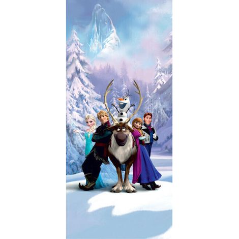 Poster Porte La Reine des Neiges Elsa Anna Olaf Sven Kristoff Hans de Disney intisse 90X202 CM