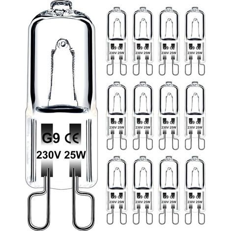 Ampoule G9 25W 230V Dimmable Blanc Chaud, Ampoule Halogène G9 Tolérance de 300°C, Ampoule Four G9 Pour Four Micro-ondes Cuisinière Plafonniers, Lot de 12 [Classe énergétique G] (1/5)