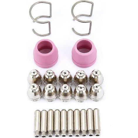 Kit de 24 pièces pour torche de découpe plasma AG60 SG55 : consommables, électrodes, buses et coupelles.
