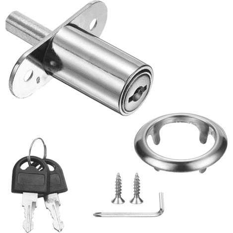 Verrou À Poussoir Pour Tiroir De Bureau, Diamètre Du Cylindre 1-1/4", Longueur Du Cylindre 2-1/16", Serrures Coulissantes Pour Armoire En Alliage De Zinc Avec Tournevis Cruciforme (1/5)