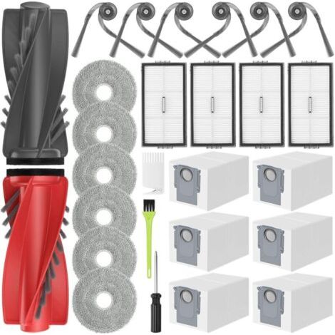 Saros 10R Kit Accessoires pour Roborock Saros 10R / Qrevo CurvX/Curv 2 Pro d'accessoires 10R Pièces de Rechange 2 Brosse Principale 6 Sacs à Poussière 6 Serpillere 4 Filtres 6 Brosse Latérale (1/5)