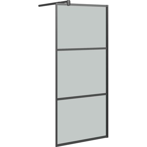 Walk-in Shower Wall 90x195cm Dark ESG Glass Black vidaXL