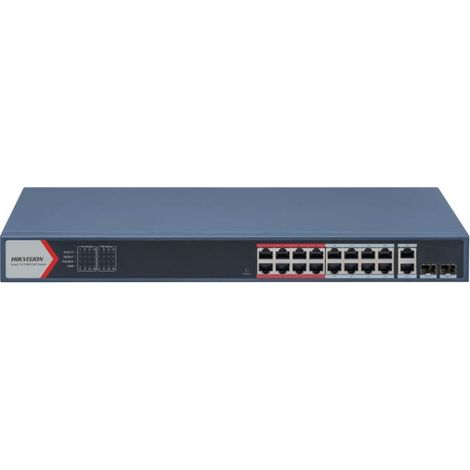Switch poe smart 16 porte fast ethernet con 2 combo gigabit 230w rack hikvision ds-3e1318p-ei 301803156