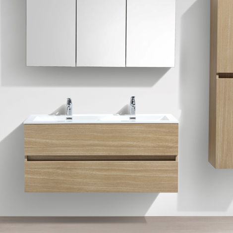 Mobile bagno doppio lavabo SIENA 120 cm - rovere chiaro (1/5)