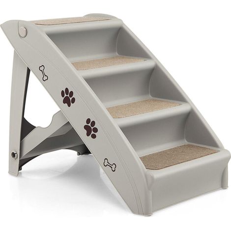 Chiens et chats âgés, accès facile avec escalier pliant 4 marches, patins antidérapants et garde-corps (1/5)