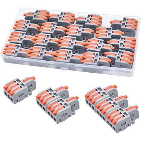 18 connettori elettrici con leva, 1 ingresso 3 uscite, connettore per cavi piccolo e compatto con leva, liberamente combinabili - (1/5)
