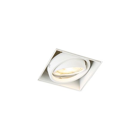 QAZQA + Moderno Foco empotrado blanco GU10 orientable y giratorio sin marco - Oneon Acero Cuadrada Adecuado para LED Max. 1 x 50 Watt