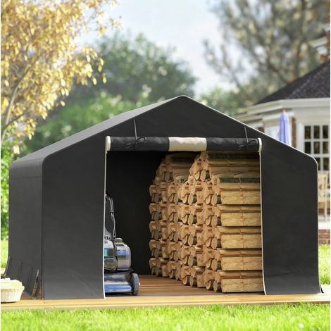 Cobertizo portátil 3 x 3 m, tienda para bicicleta, techo gris oscuro OKMYHOME (1/5)