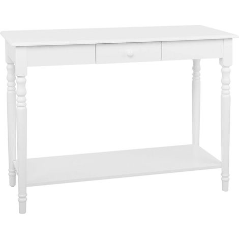Consolle Piano MDF Bianco con Gambe in Legno di Pino con un Cassetto Tobago (1/5)
