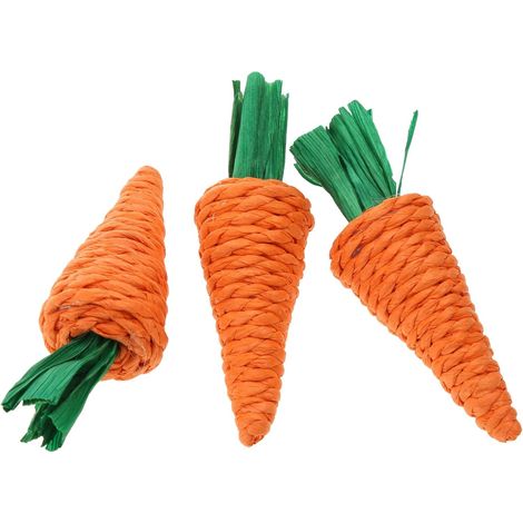 Lot de 3 jouets à mâcher en forme de carotte pour hamster, gerbille, chinchilla, hérisson (1/3)