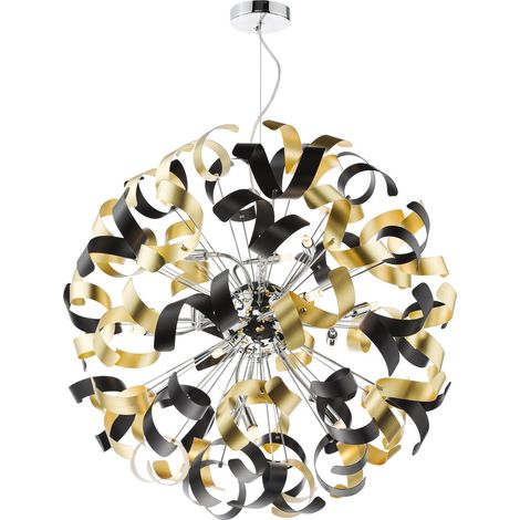 Dar Swash Suspension Swash en chrome poli avec rubans noirs et dorés (1/4)