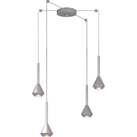 Lampadario Moderno Aygo Metallo Color Alluminio 4 Luci Gu10