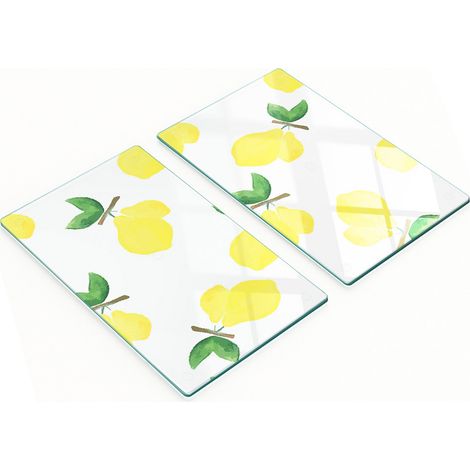 Robuste und stilvolle Küchenbretter aus Glas mit Zitronenmuster, 2 x 30 x 52 cm (1/5)